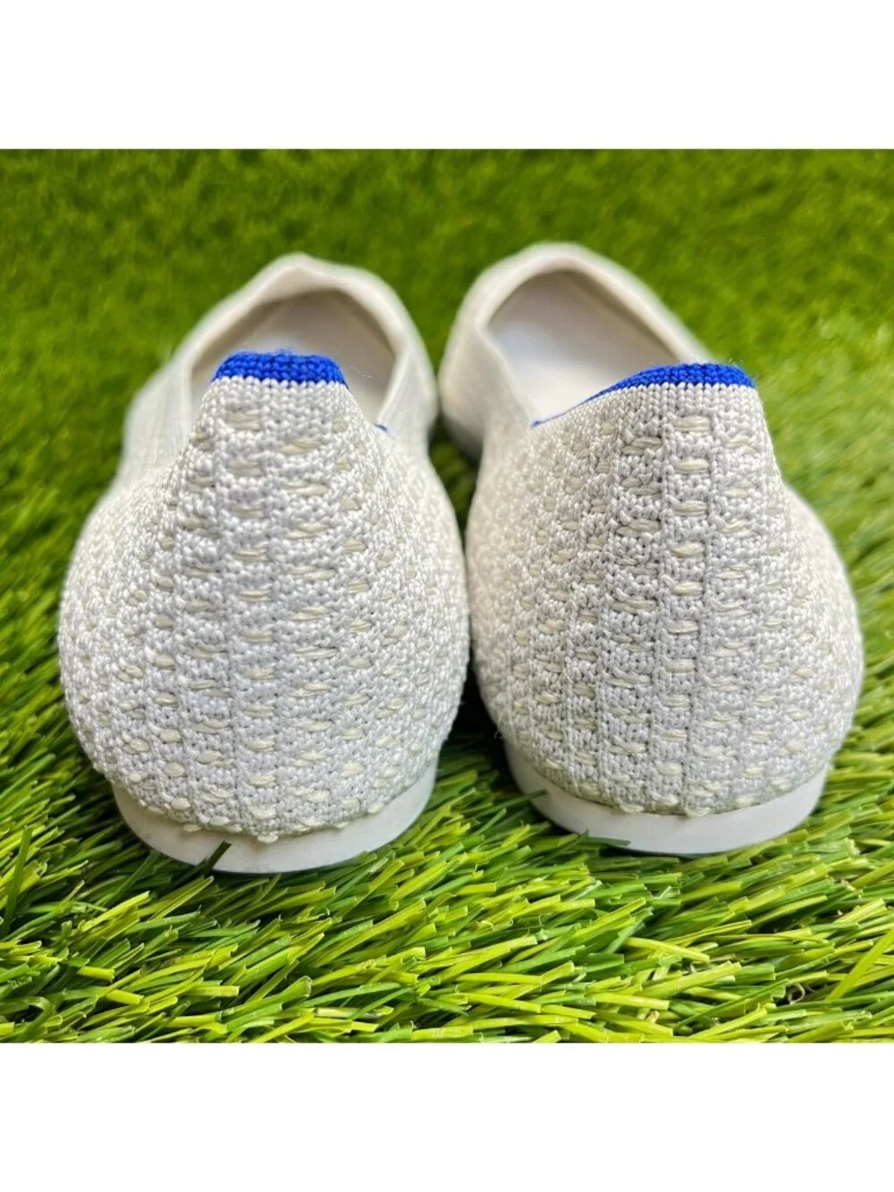 Rothy's The Point Womens Size 8.5 White Blue Casual Classic Slip On Ballet Flats